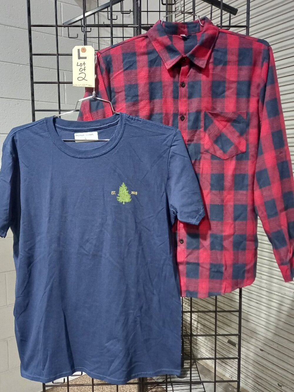 Men's Short Sleeve Graphic Tee + Plaid Flannel Long Sleeve Shirt | Large